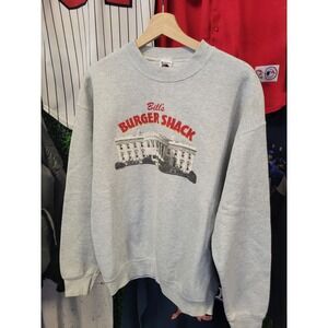 vtg 90s BILL CLINTON BURGERS Sweatshirt xl // president white house comedy joke